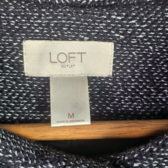 Loft Tweed Double Breasted Gray Crop Jacket Blazer Medium Trendy Structured - Picture 3 of 15